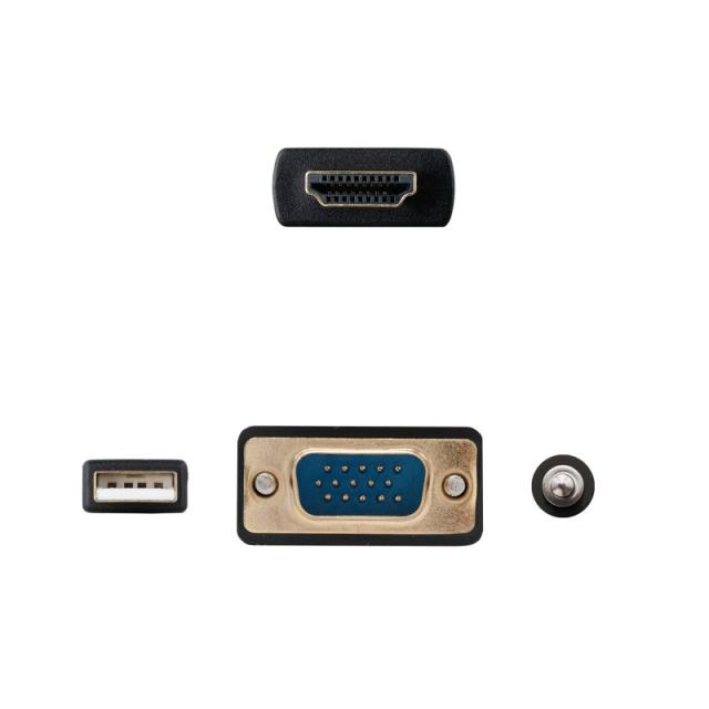 Nanocable - Cable Conversor HDMI a VGA+Audio+USB, 1.8 m, Negro