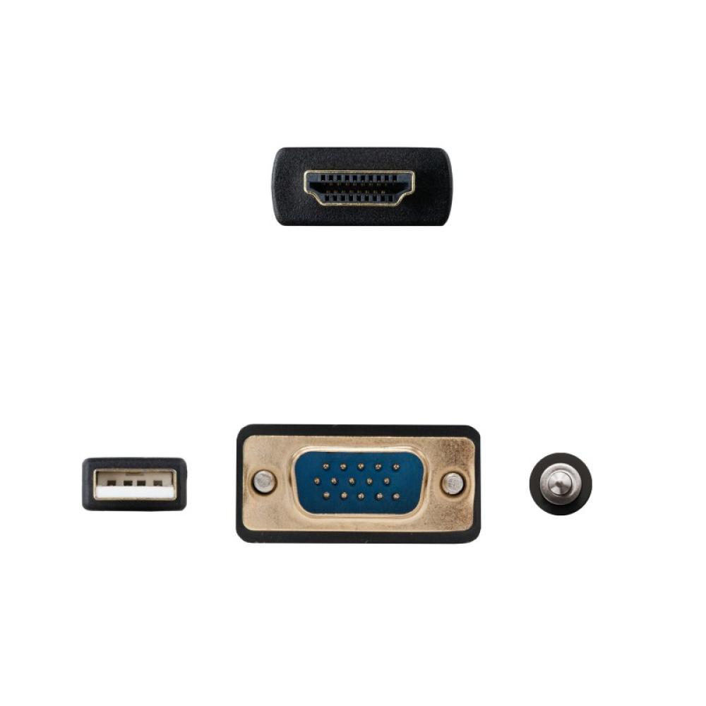 Nanocable - Cable Conversor HDMI a VGA+Audio+USB, 1.8 m, Negro