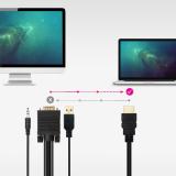 Nanocable - Cable Conversor HDMI a VGA+Audio+USB, 1.8 m, Negro