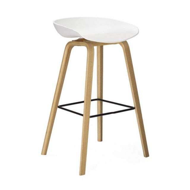 Taburete DANTE NEW, metal, polipropileno blanco