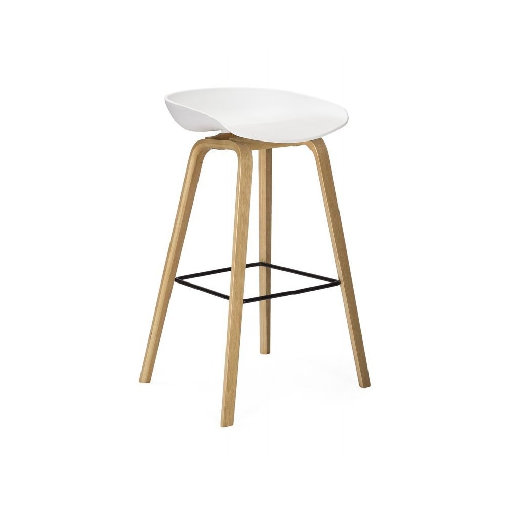 Taburete DANTE NEW, metal, polipropileno blanco