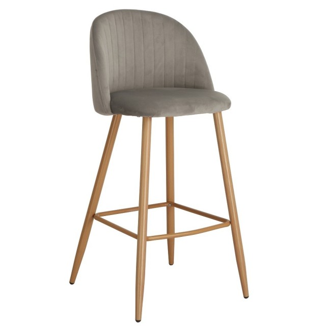Taburete VELVET, metal, terciopelo gris