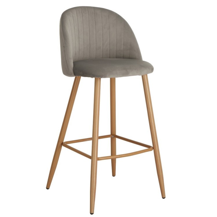 Taburete VELVET, metal, terciopelo gris