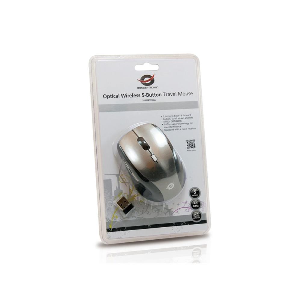 Conceptronic - CLLM5BTRVWL ratón Viajes mano derecha RF inalámbrico Óptico 1600 DPI - 120005207501
