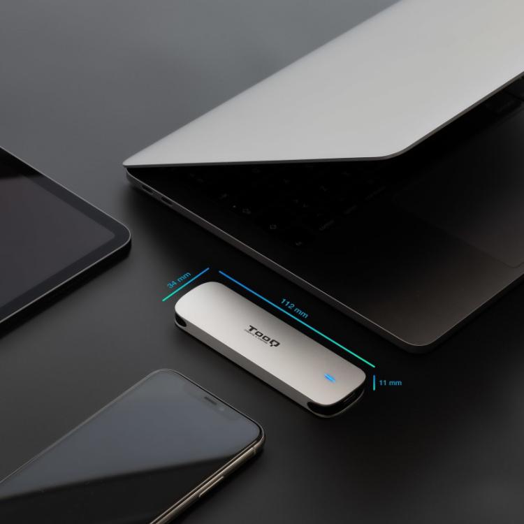 TooQ - Caja Externa para SSD M.2 NGFF, Plata