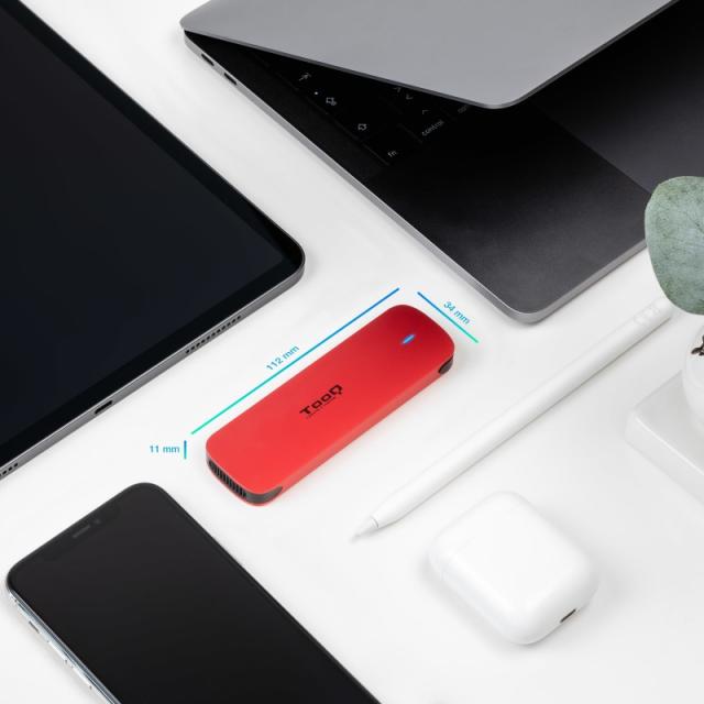 TooQ - Caja externa para SSD M.2 NVMe, Rojo