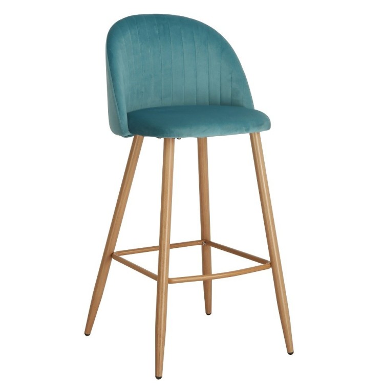 Taburete VELVET, metal, terciopelo turquesa