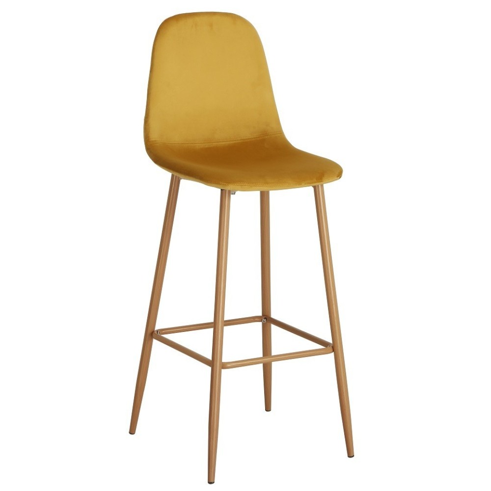 Taburete EPOQUE, metal, terciopelo amarillo mostaza