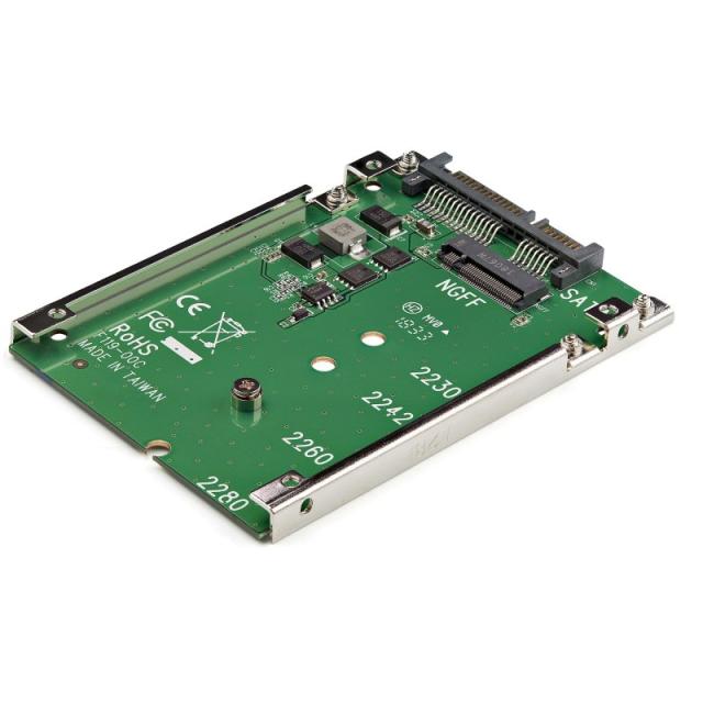 StarTech.com - Adaptador de SSD SATA M.2 a SATA de 2.5" - Conversor de M.2 NGFF a SATA - de 7mm - Bracket de Marco Abierto - Ada