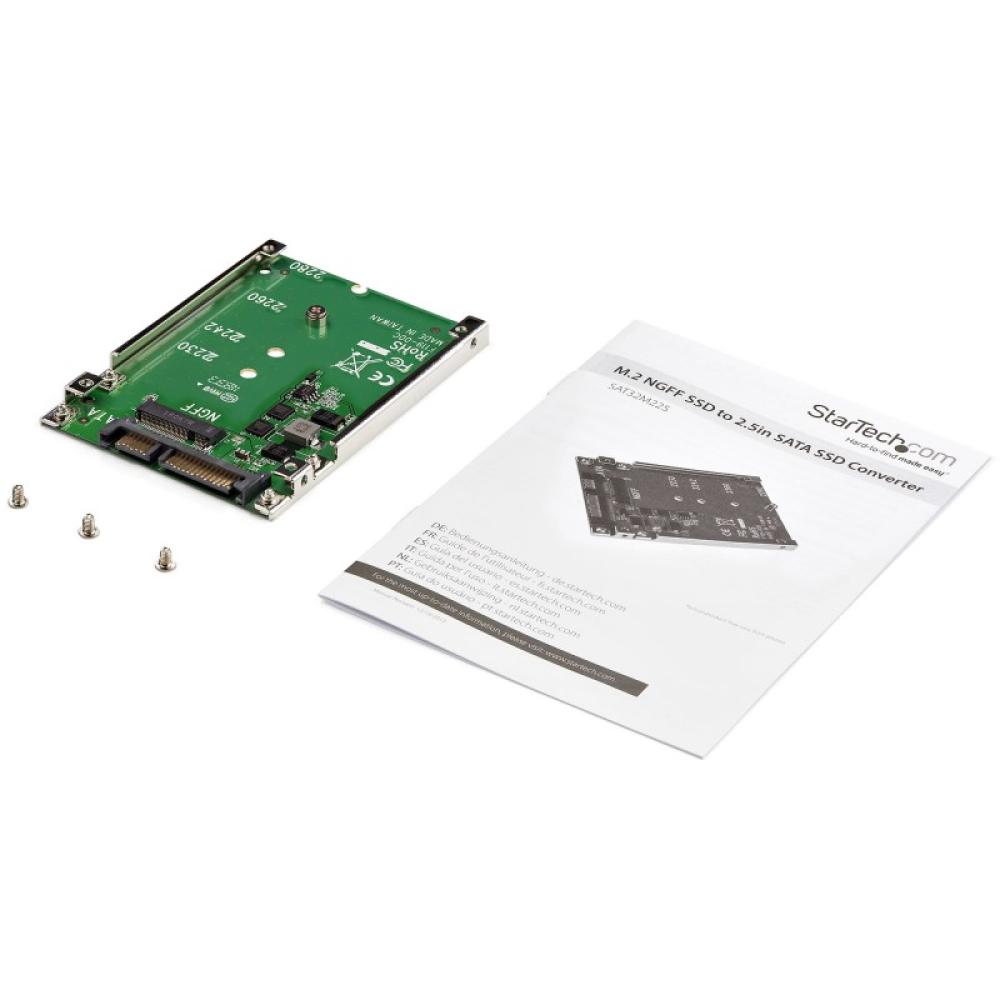 StarTech.com - Adaptador de SSD SATA M.2 a SATA de 2.5" - Conversor de M.2 NGFF a SATA - de 7mm - Bracket de Marco Abierto - Ada
