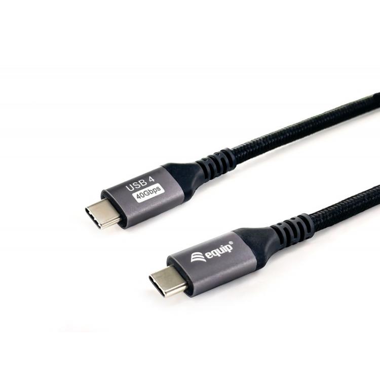 Equip - 128381 Cable USB 4 Gen 3 C a C, M/M, 1,2m, PD3.1 240W, 8K/60Hz, 40Gbps, Negro
