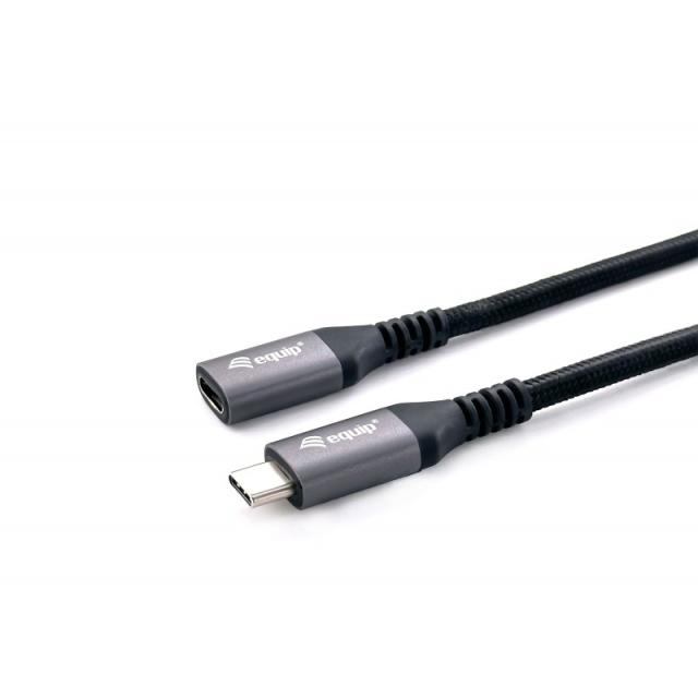 Equip - 128370 Cable de extensión USB 3.2 Gen 2 C a C, M/F, 0,5m, 4K/60Hz, 10Gbps, Negro