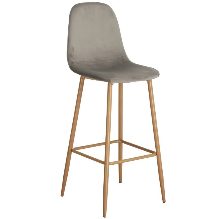 Taburete EPOQUE, metal, terciopelo gris