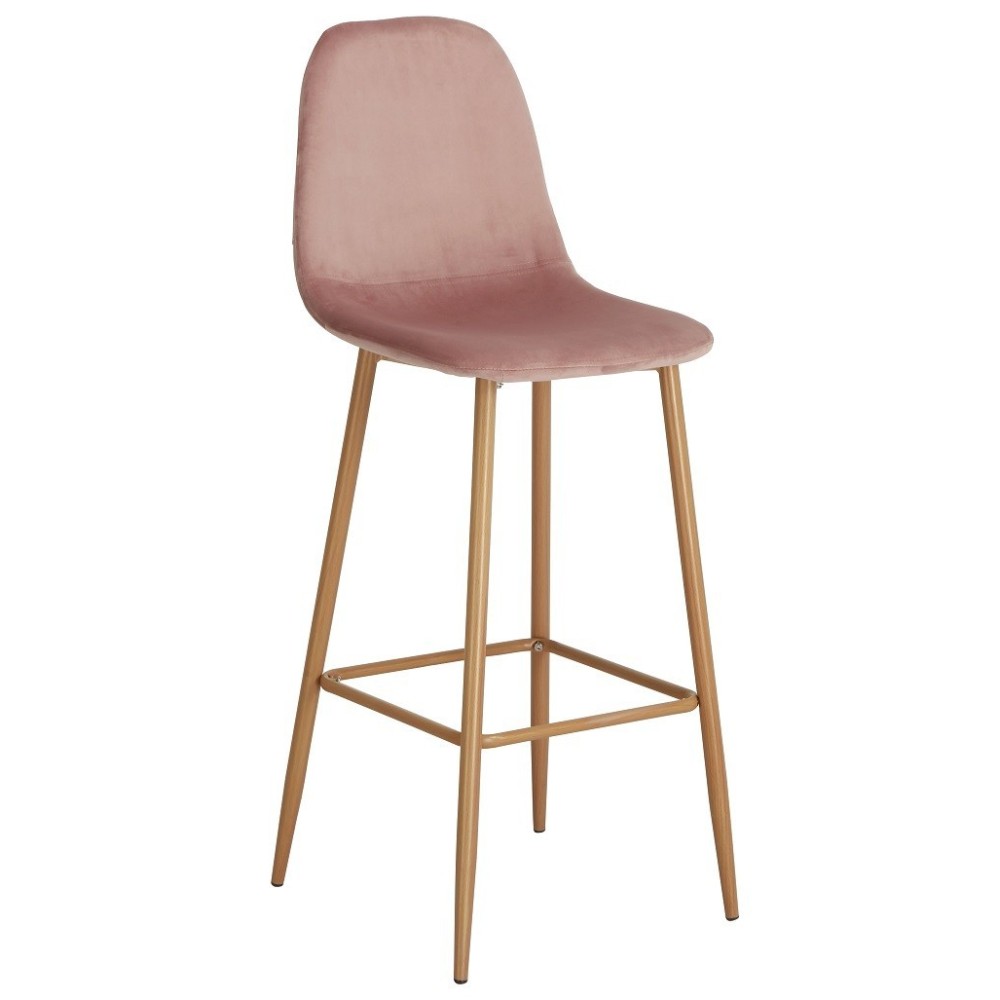 Taburete EPOQUE, metal, terciopelo rosa