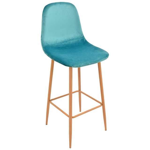 Taburete EPOQUE, metal, terciopelo turquesa