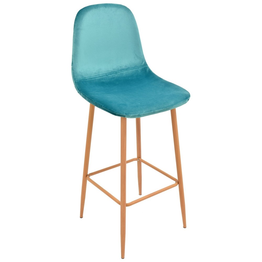 Taburete EPOQUE, metal, terciopelo turquesa