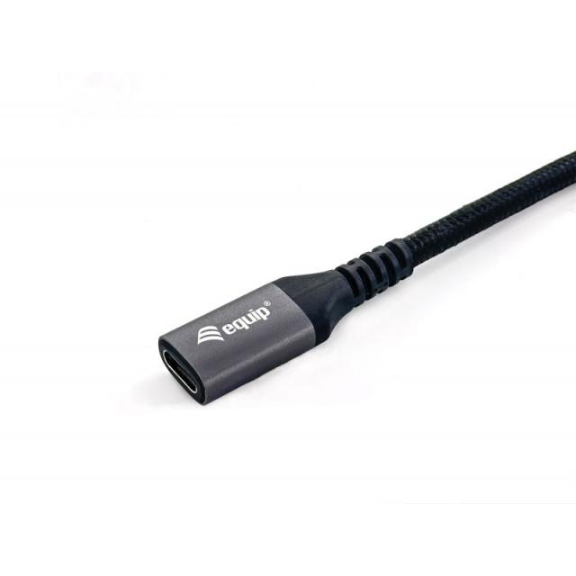 Equip - 128371 Cable de extensión USB 3.2 Gen 2 C a C, M/F, 1,0m, 4K/60Hz, 10Gbps, Negro