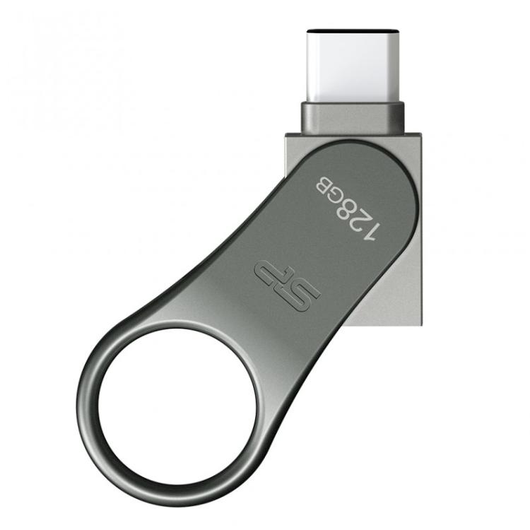 Silicon Power - Mobile C80 unidad flash USB 128 GB USB Type-A / USB Type-C 3.2 Gen 1 (3.1 Gen 1) Titanio