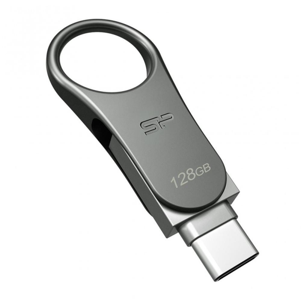 Silicon Power - Mobile C80 unidad flash USB 128 GB USB Type-A / USB Type-C 3.2 Gen 1 (3.1 Gen 1) Titanio