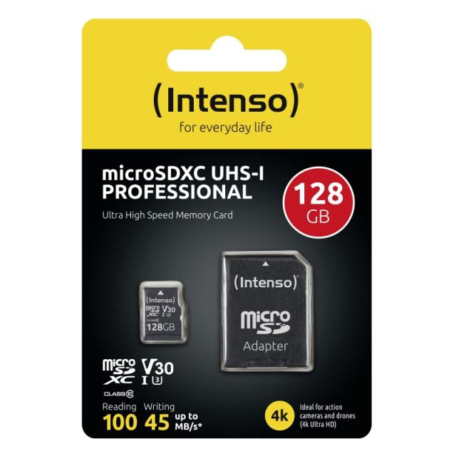Intenso - microSDXC 128GB Class 10 UHS-I Professional - Extended Capacity SD (MicroSDHC) Clase 10
