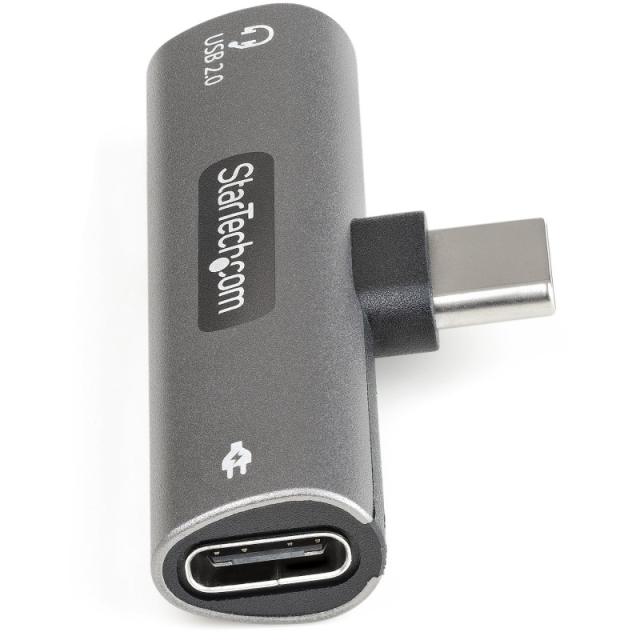 StarTech.com - Adaptador de Audio y Carga USB-C - Adaptador de Audio USB Tipo C con USB-C para Auriculares con Micrófono y Pass