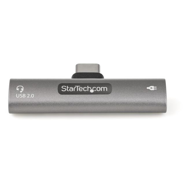 StarTech.com - Adaptador de Audio y Carga USB-C - Adaptador de Audio USB Tipo C con USB-C para Auriculares con Micrófono y Pass