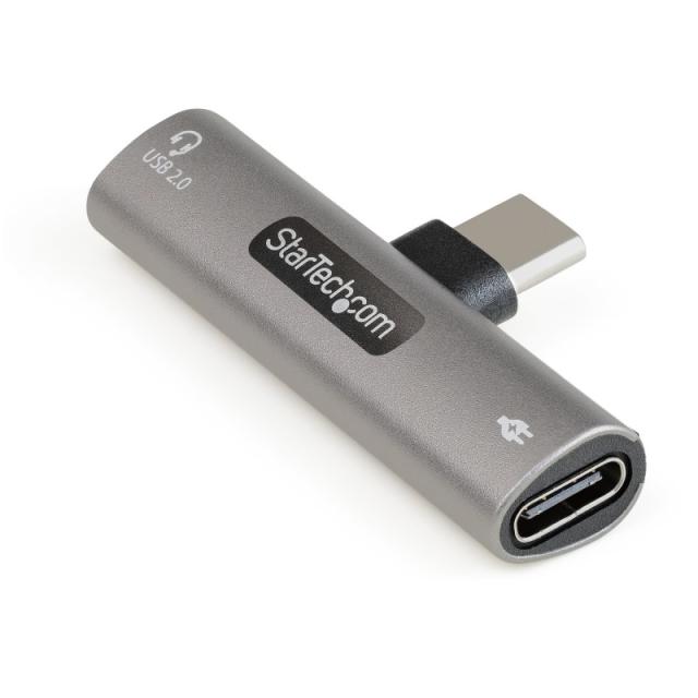 StarTech.com - Adaptador de Audio y Carga USB-C - Adaptador de Audio USB Tipo C con USB-C para Auriculares con Micrófono y Pass