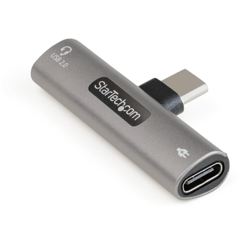 StarTech.com - Adaptador de Audio y Carga USB-C - Adaptador de Audio USB Tipo C con USB-C para Auriculares con Micrófono y Pass