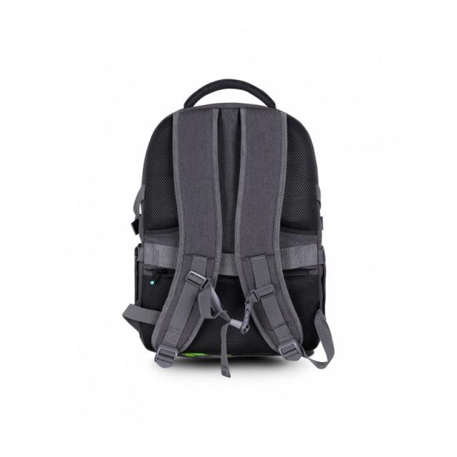 Urban Factory - HTE17UF mochila Mochila de viaje Negro, Gris Malla, Poliéster, Plástico reciclado, Acero