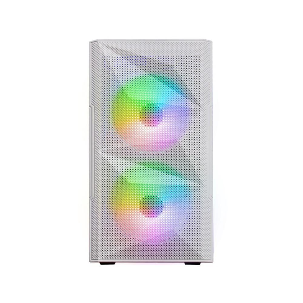 Mars Gaming - MC-ME Blanco, Caja Gaming Compacta MicroATX, Ventana Lateral Completa Cristal Templado, Diseño Frontal Total-Mesh