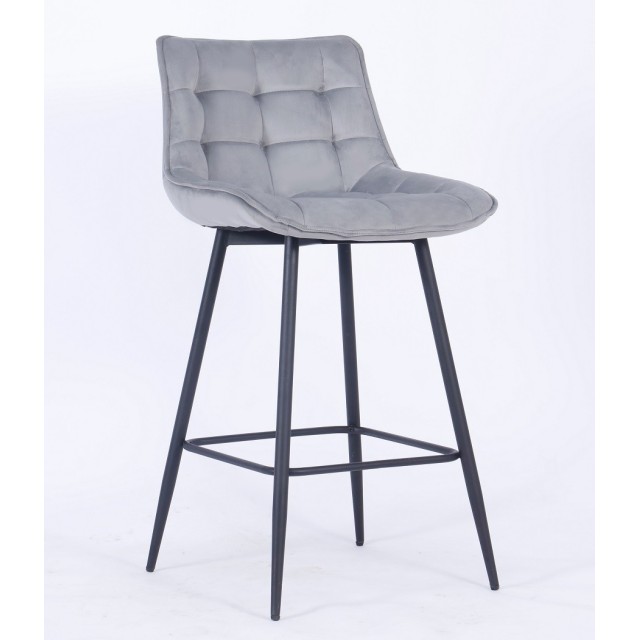 Taburete FABIO, metal, tapizado velvet 8 gris