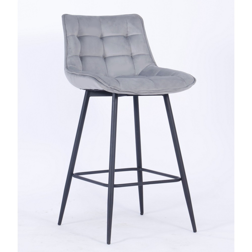 Taburete FABIO, metal, tapizado velvet 8 gris