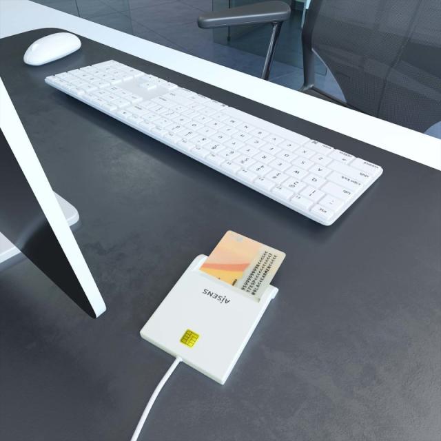 AISENS - Lector de Tarjeta Inteligente DNI, Blanco