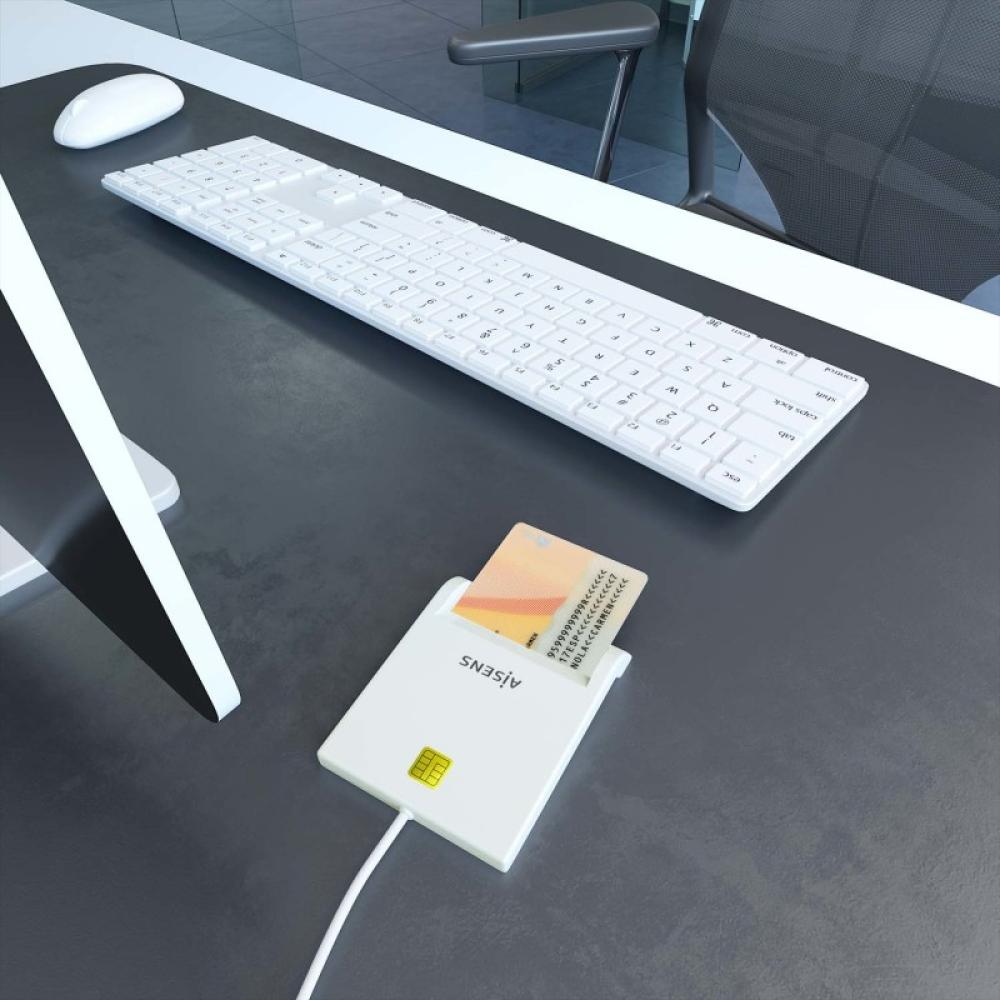 AISENS - Lector de Tarjeta Inteligente DNI, Blanco