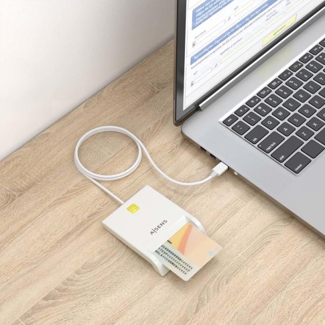 AISENS - Lector de Tarjeta Inteligente DNI, Blanco