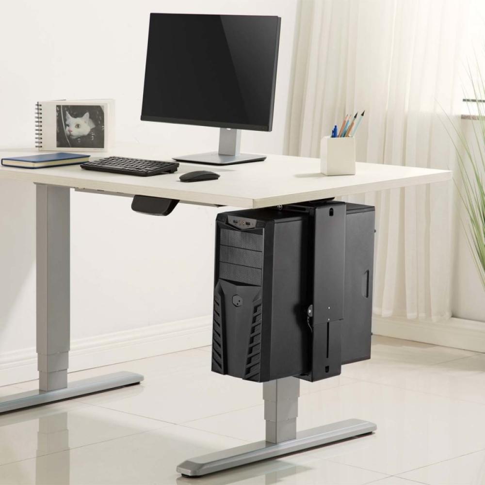 AISENS - Soporte Giratorio y Altura Personalizable para CPU por Debajo de Escritorio con Mango de Bloqueo Fácil