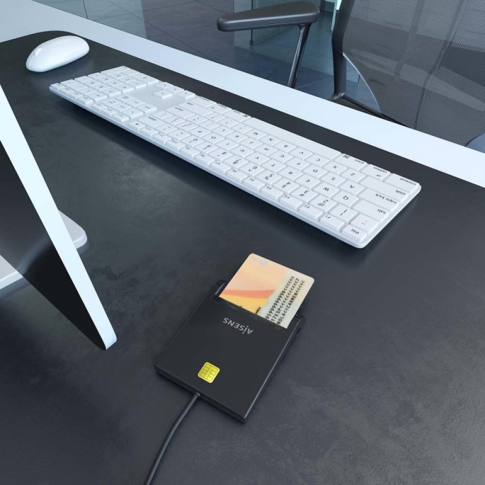 AISENS - Lector de Tarjeta Inteligente DNI, Negro - ASCR-SN06-BK