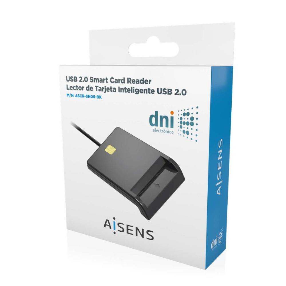 AISENS - Lector de Tarjeta Inteligente DNI, Negro - ASCR-SN06-BK