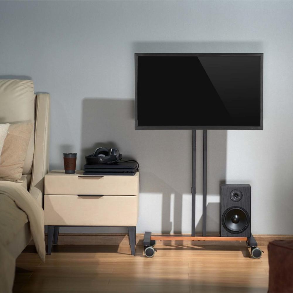 AISENS - Soporte de Suelo ECO con Rueda para Monitor/Tv 35Kg de 32-55, Negro