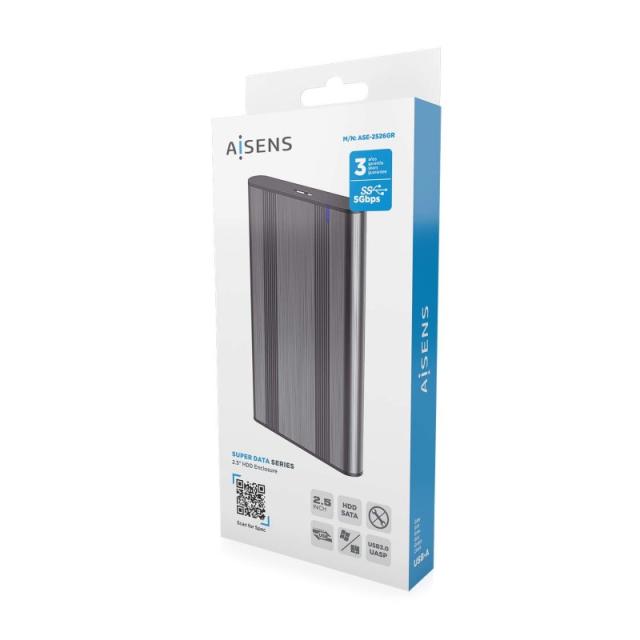 AISENS - Caja Externa 2,5? 9.5mm SATA a USB 3.0/USB3.1 Gen1, Gris