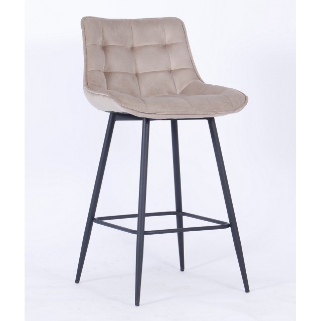 Taburete FABIO, metal, tapizado velvet 19 marrón visón