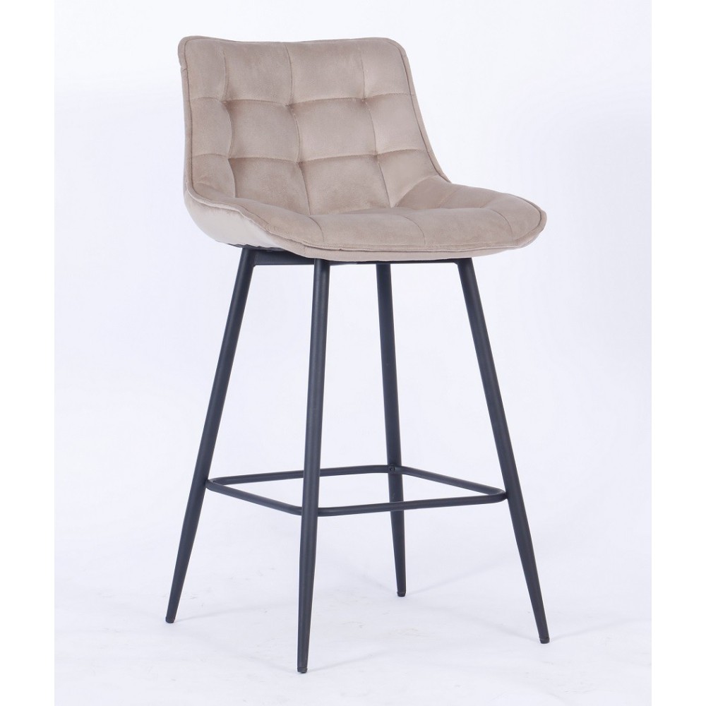 Taburete FABIO, metal, tapizado velvet 19 marrón visón