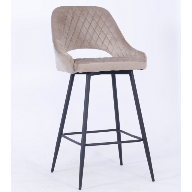 Taburete HONORIO, metal, tapizado velvet 19 marrón visón