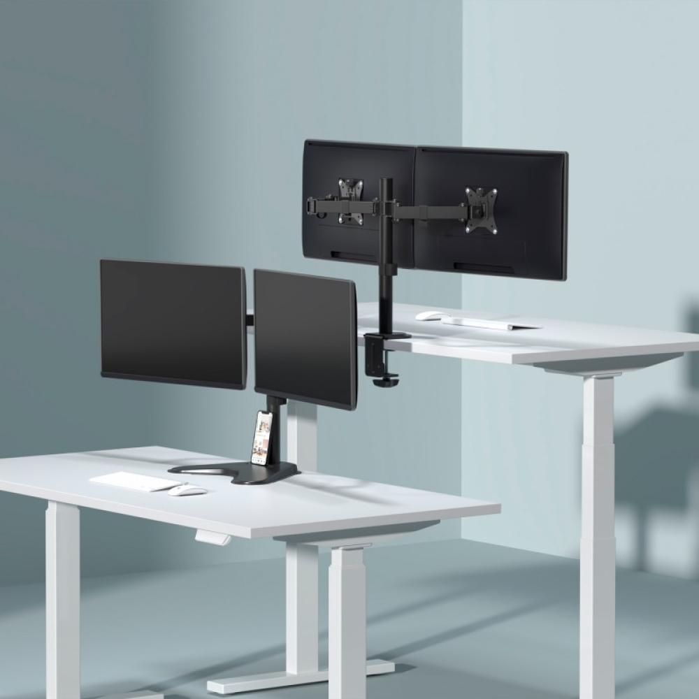 AISENS - Soporte de Mesa ECO Giratorio e Inclinable para Monitor/TV 9Kg (3 Pivotes, 2 Brazos) de 17-32, Negro