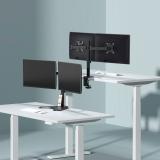 AISENS - Soporte de Mesa ECO Giratorio e Inclinable para Monitor/TV 9Kg (3 Pivotes, 2 Brazos) de 17-32, Negro