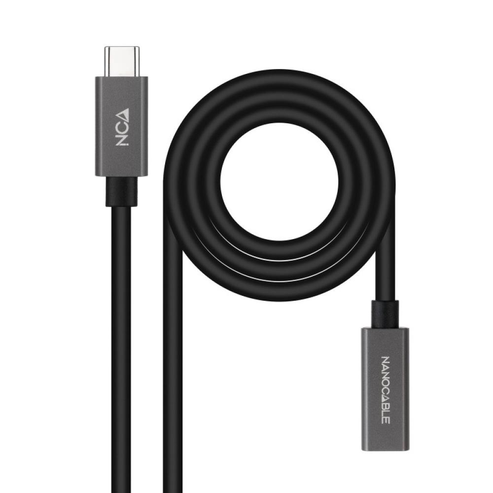 Nanocable - Cable Prolongador USB-C 3.2 Gen2x2 20Gbps 3A, 4K/60Hz, USB-C/M-USB-C/H, Negro, 2 m