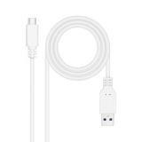 Nanocable - Cable USB 3.1, Gen2 10 Gbps 3A, tipo USB-C/M-A/M, Blanco, 2 m