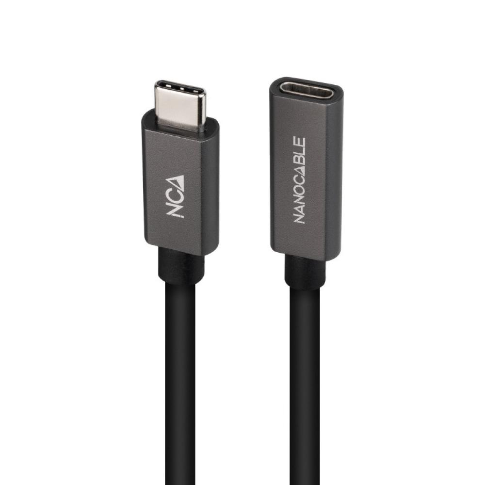 Nanocable - Cable Prolongador USB-C 3.2 Gen2x2 20Gbps 3A, 4K/60Hz, USB-C/M-USB-C/H, Negro, 1 m