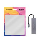 Nanocable - Hub USB-C a 3xUSB3.0/H + 1xUSB-C/H Aluminio 10 cm, Gris