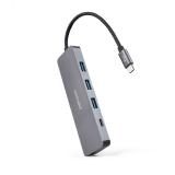 Nanocable - Hub USB-C a 3xUSB3.0/H + 1xUSB-C/H Aluminio 10 cm, Gris